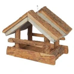 Vogelhaus Kiefer Mit Rindendach, Braun Und Cool-gray, 19 X 24 X 22 Cm