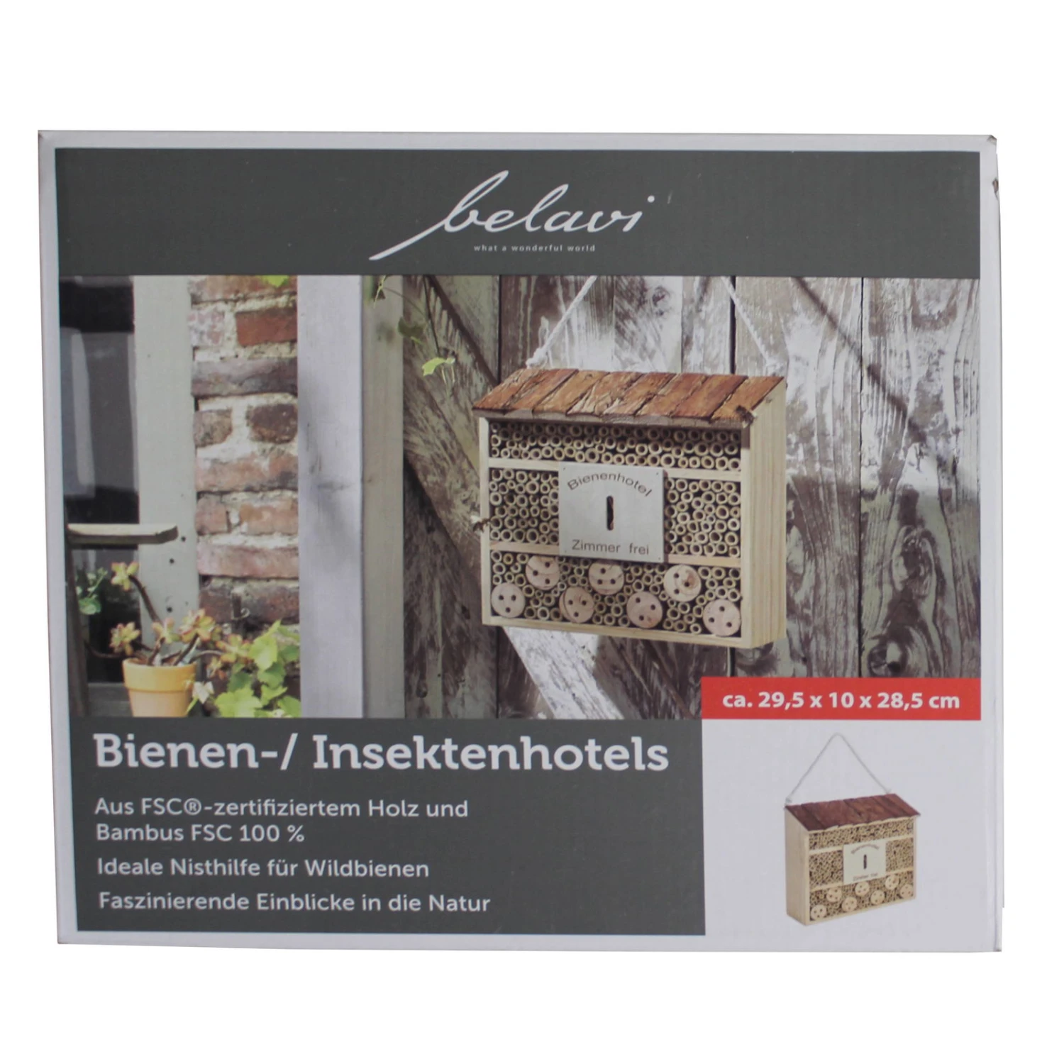 Insektenhotel 'Borke', Natur, Holz, Bambus, 29 X 10,5 X 31,5 Cm, 2,17 Kg 4 Insektenhotel 'Borke', Natur, Holz, Bambus, 29 X 10,5 X 31,5 Cm, 2,17 Kg – Bild 2