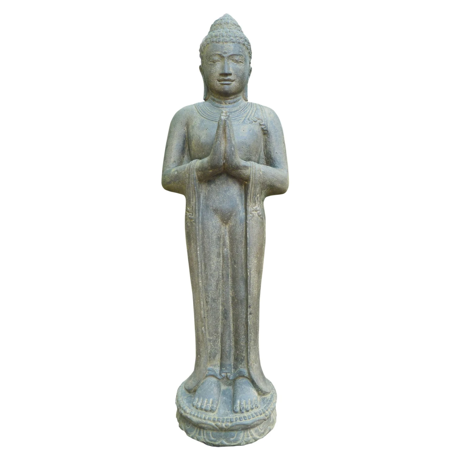 Buddha Stehend, Grau, Steinguss, 36 X 28 X 119 Cm, 75 Kg 3 Buddha Stehend, Grau, Steinguss, 36 X 28 X 119 Cm, 75 Kg